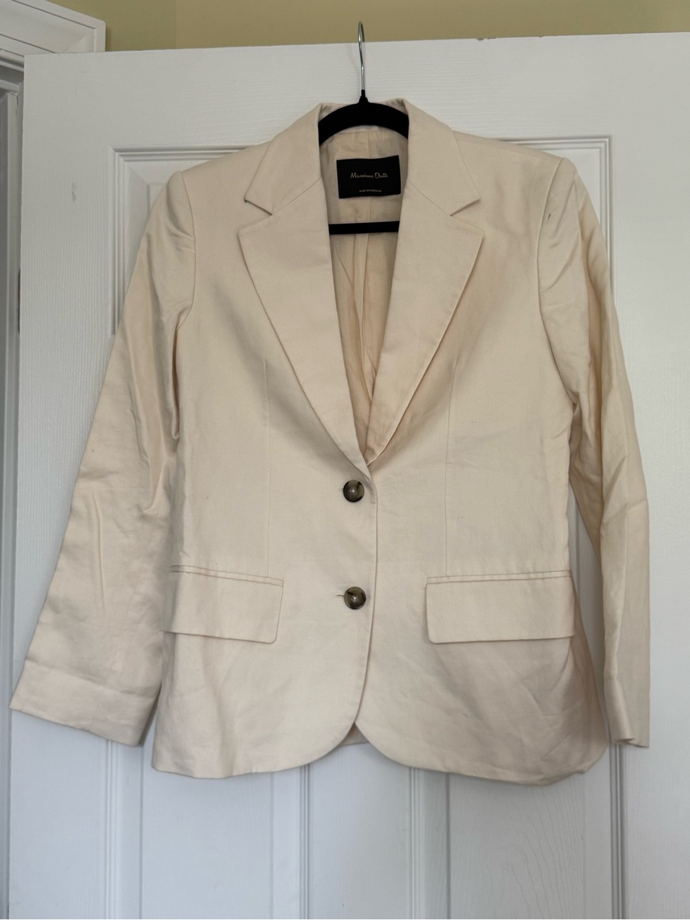 Massimo Dutti Cream Single-Breasted Tailored Blazer 34 or XS